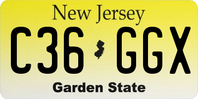 NJ license plate C36GGX