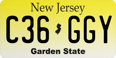 NJ license plate C36GGY