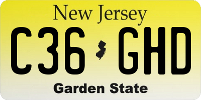 NJ license plate C36GHD