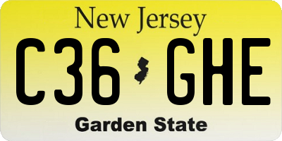 NJ license plate C36GHE