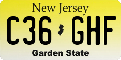 NJ license plate C36GHF