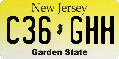 NJ license plate C36GHH