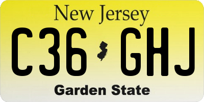 NJ license plate C36GHJ