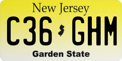 NJ license plate C36GHM