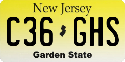NJ license plate C36GHS