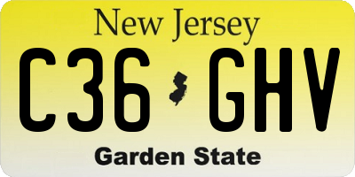 NJ license plate C36GHV