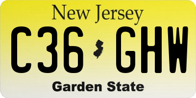 NJ license plate C36GHW
