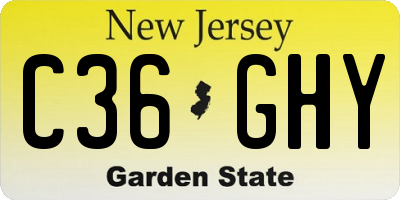 NJ license plate C36GHY