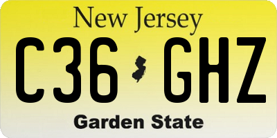 NJ license plate C36GHZ