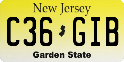 NJ license plate C36GIB