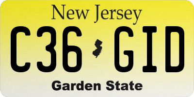 NJ license plate C36GID