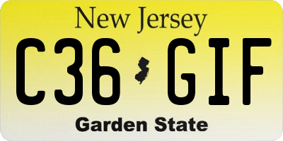 NJ license plate C36GIF