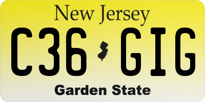 NJ license plate C36GIG