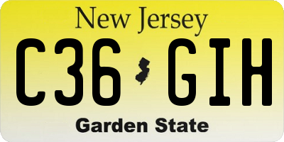 NJ license plate C36GIH
