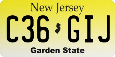 NJ license plate C36GIJ