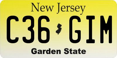 NJ license plate C36GIM