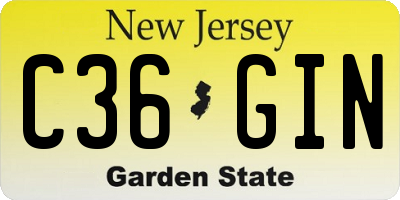 NJ license plate C36GIN