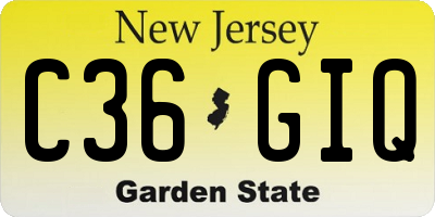 NJ license plate C36GIQ
