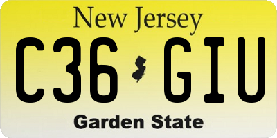 NJ license plate C36GIU