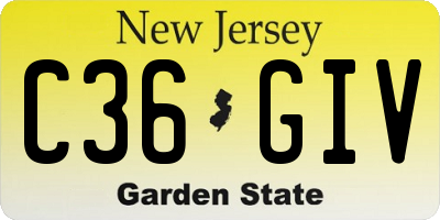 NJ license plate C36GIV