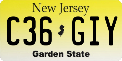 NJ license plate C36GIY