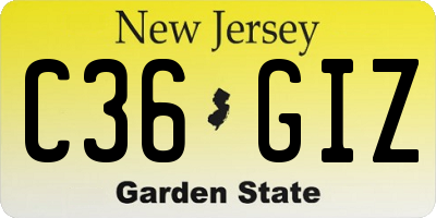 NJ license plate C36GIZ