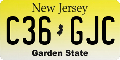 NJ license plate C36GJC