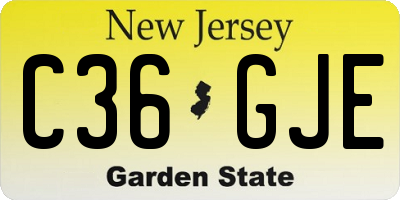 NJ license plate C36GJE