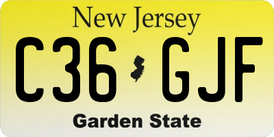 NJ license plate C36GJF