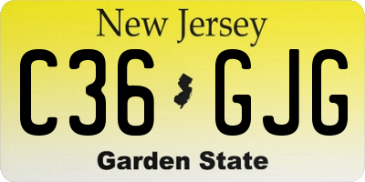 NJ license plate C36GJG