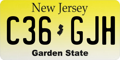 NJ license plate C36GJH