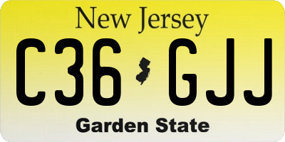 NJ license plate C36GJJ