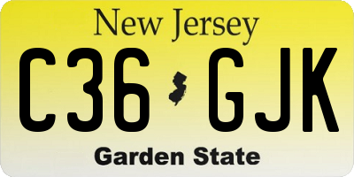 NJ license plate C36GJK