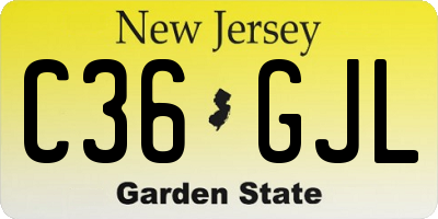 NJ license plate C36GJL