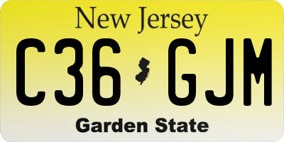 NJ license plate C36GJM