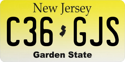 NJ license plate C36GJS