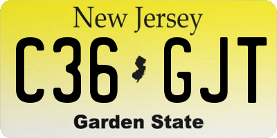 NJ license plate C36GJT