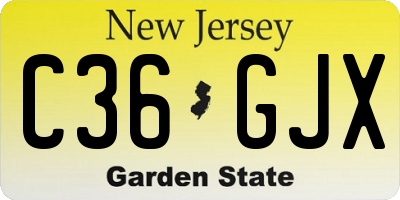 NJ license plate C36GJX