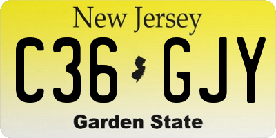 NJ license plate C36GJY