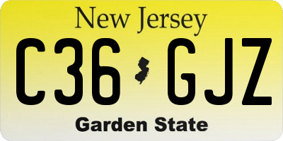 NJ license plate C36GJZ