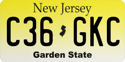 NJ license plate C36GKC