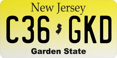 NJ license plate C36GKD
