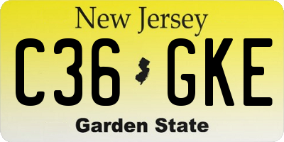 NJ license plate C36GKE