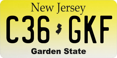 NJ license plate C36GKF