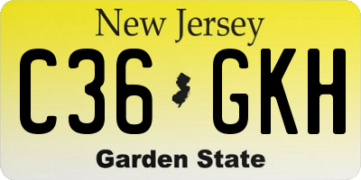 NJ license plate C36GKH