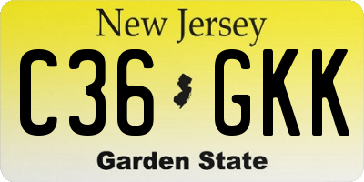 NJ license plate C36GKK