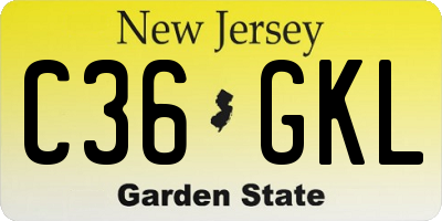 NJ license plate C36GKL