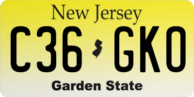 NJ license plate C36GKO