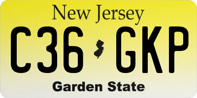 NJ license plate C36GKP