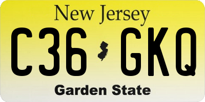 NJ license plate C36GKQ